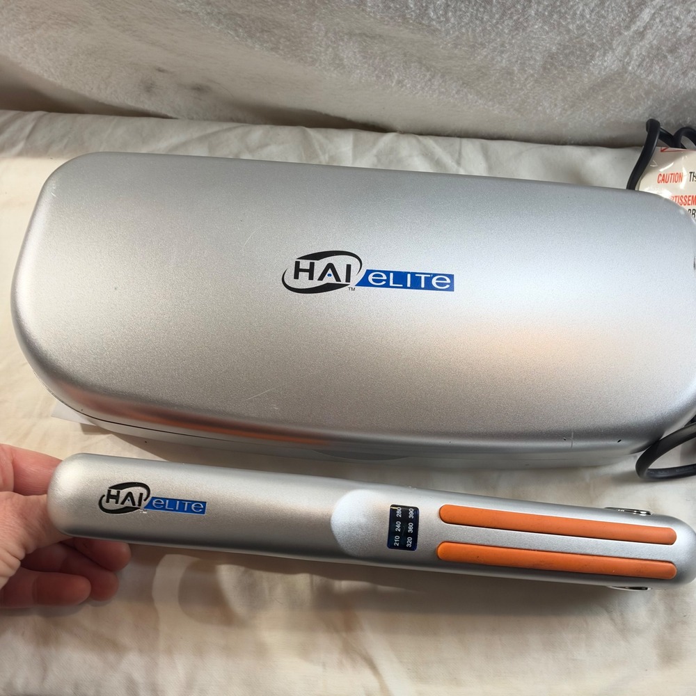 HAI Elite XT-Silver Hairstyling Iron Flat Iron Silver Orange with Travel Case